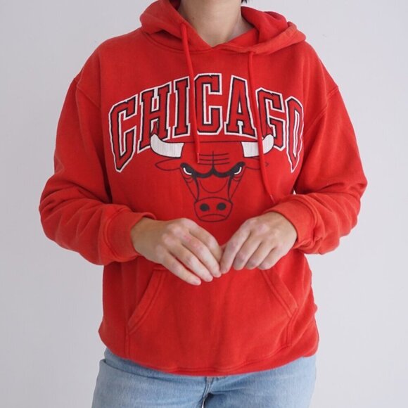 Chicago Bulls UNK Authentic NBA Cotton Blend Red Hoodie Sweatshirt S - Picture 2 of 11